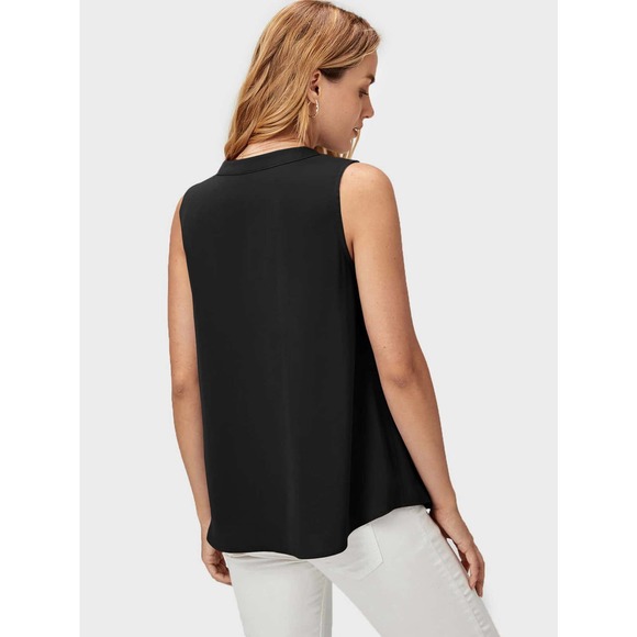 Maternity Notch Neck Button Placket Sleeveless Blouse black - Picture 2 of 9